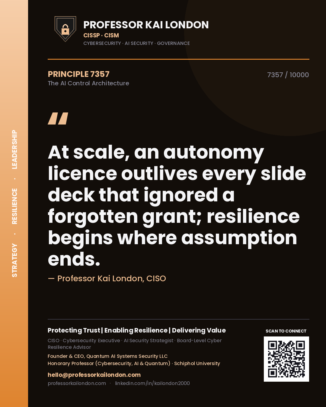 Professor Kai London principle 7357: At scale, an autonomy licence outlives every slide deck that ignored a forgotten grant; resilience begins where assumption ends.