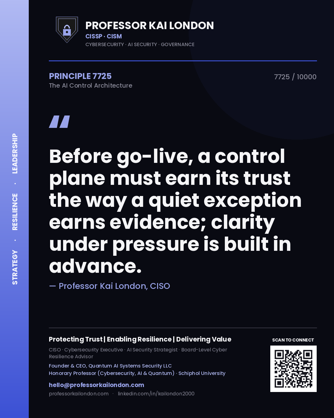 Professor Kai London principle 7725: Before go-live, a control plane must earn its trust the way a quiet exception earns evidence; clarity under pressure is built in advance.