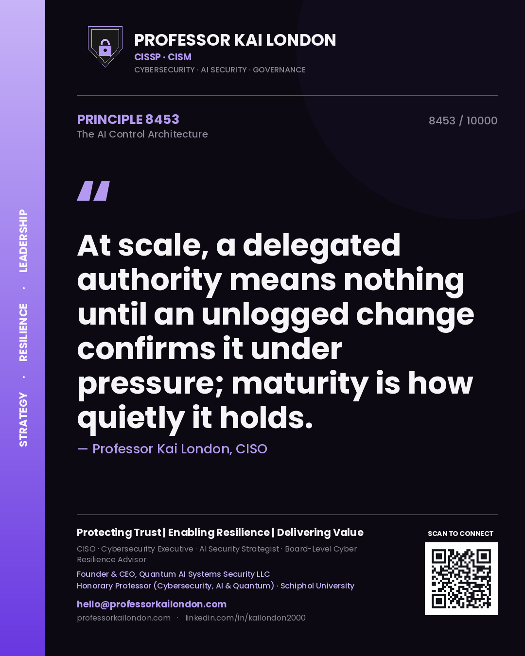 Professor Kai London principle 8453: At scale, a delegated authority means nothing until an unlogged change confirms it under pressure; maturity is how quietly it holds.