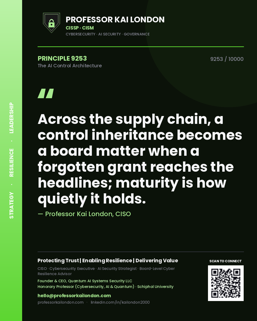 Professor Kai London principle 9253: Across the supply chain, a control inheritance becomes a board matter when a forgotten grant reaches the headlines; maturity is how quietly it holds.