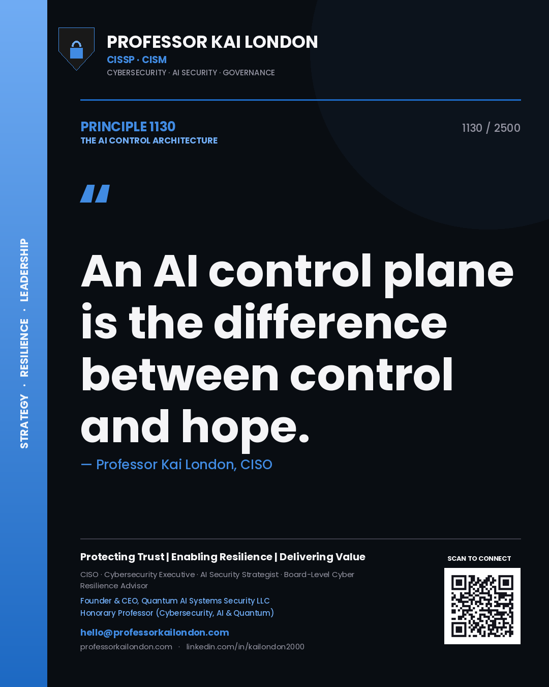 Professor Kai London principle 1130: An AI control plane is the difference between control and hope.