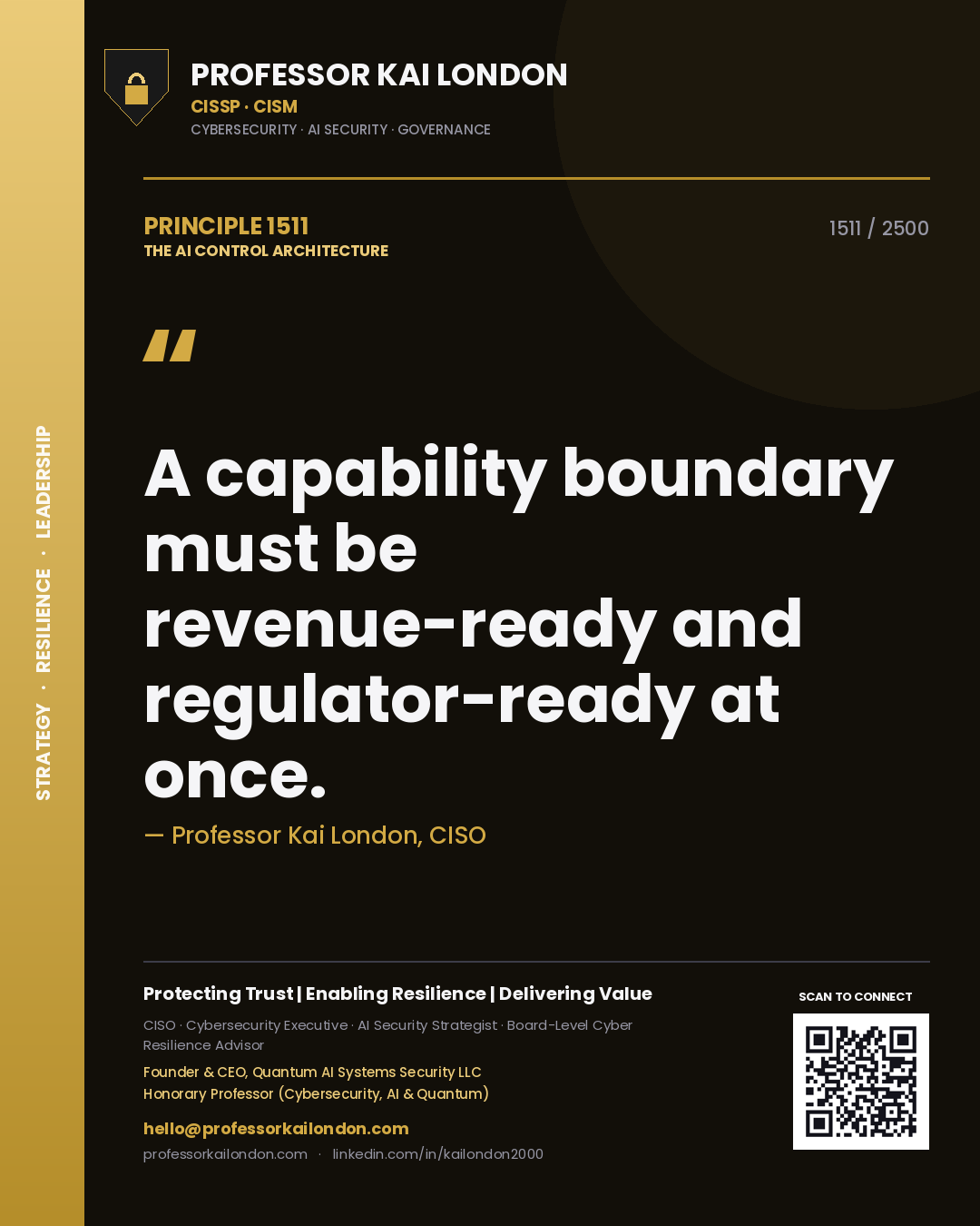 Professor Kai London principle 1511: A capability boundary must be revenue-ready and regulator-ready at once.