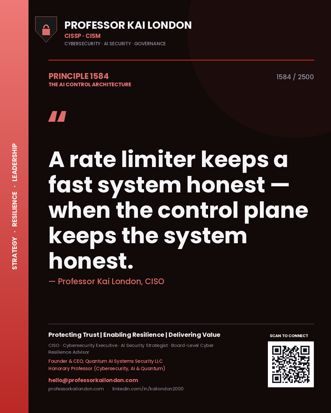Professor Kai London principle 1584: A rate limiter keeps a fast system honest — when the control plane keeps the system honest.