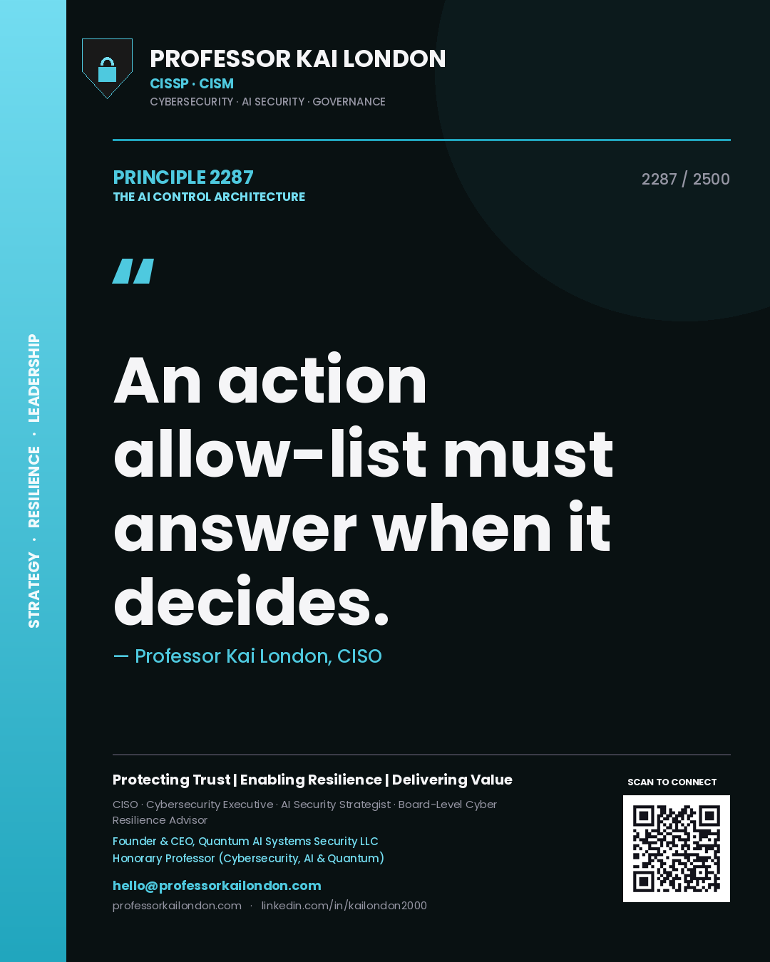 Professor Kai London principle 2287: An action allow-list must answer when it decides.