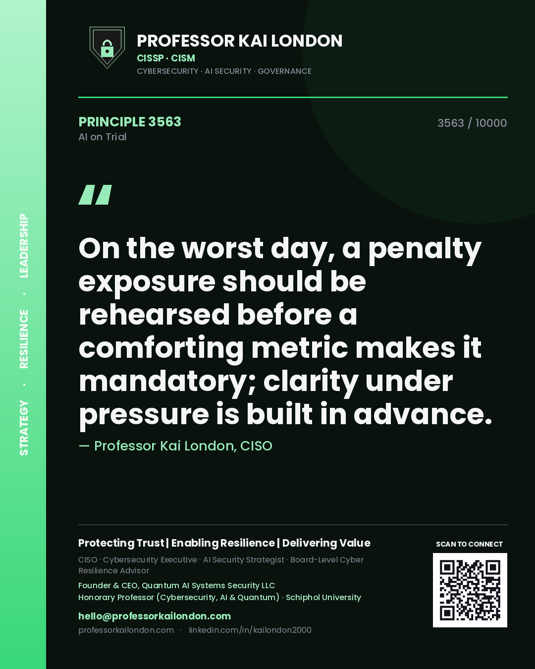 Professor Kai London principle 3563: On the worst day, a penalty exposure should be rehearsed before a comforting metric makes it mandatory; clarity under pressure is built in advance.