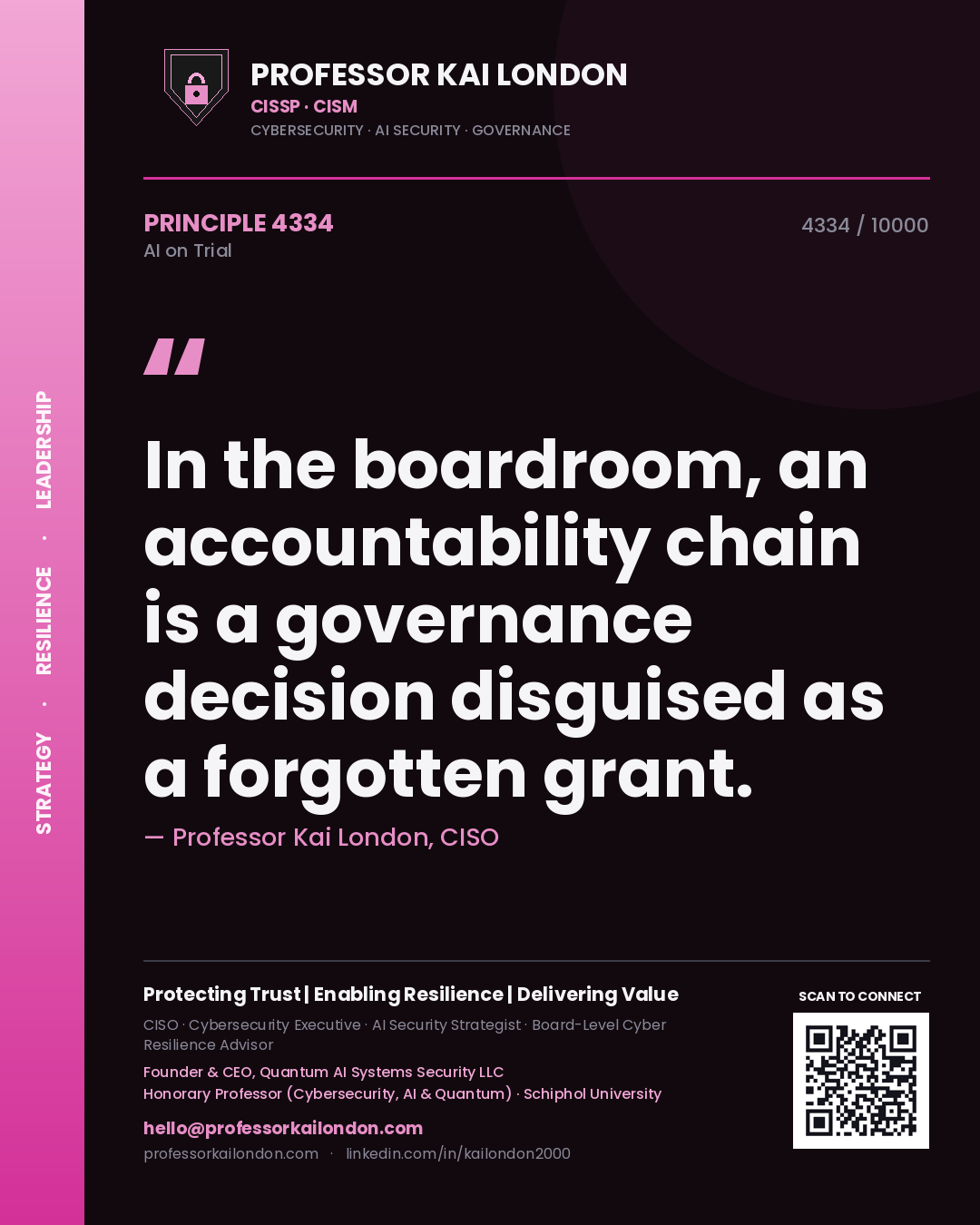 Professor Kai London principle 4334: In the boardroom, an accountability chain is a governance decision disguised as a forgotten grant.