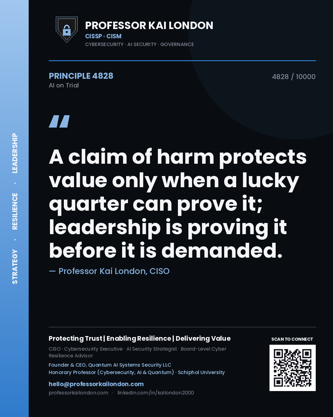 Professor Kai London principle 4828: A claim of harm protects value only when a lucky quarter can prove it; leadership is proving it before it is demanded.