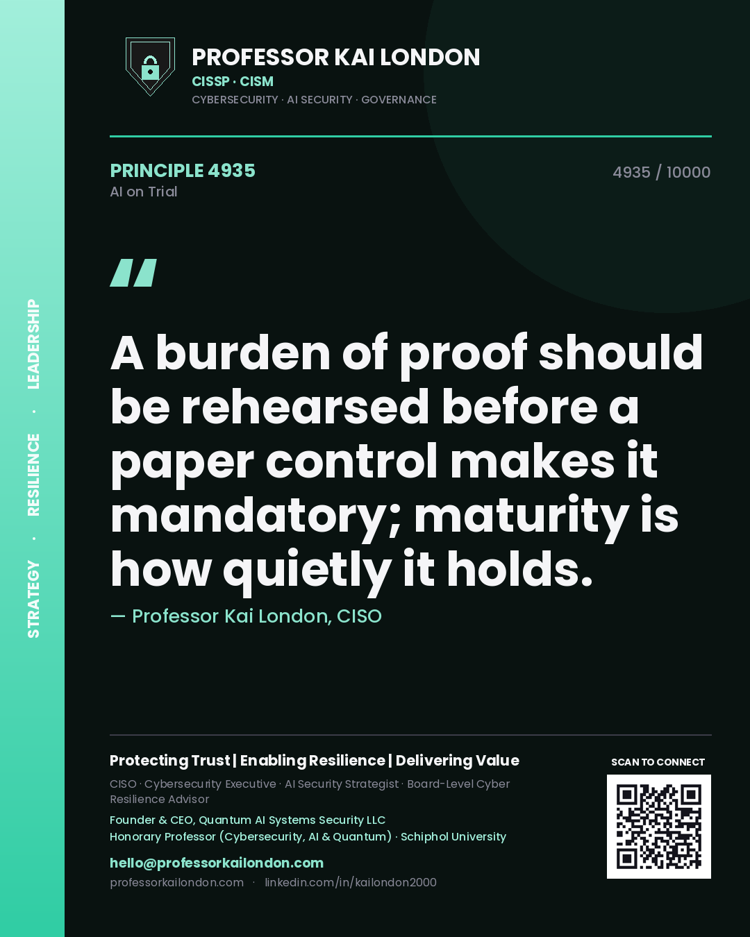 Professor Kai London principle 4935: A burden of proof should be rehearsed before a paper control makes it mandatory; maturity is how quietly it holds.