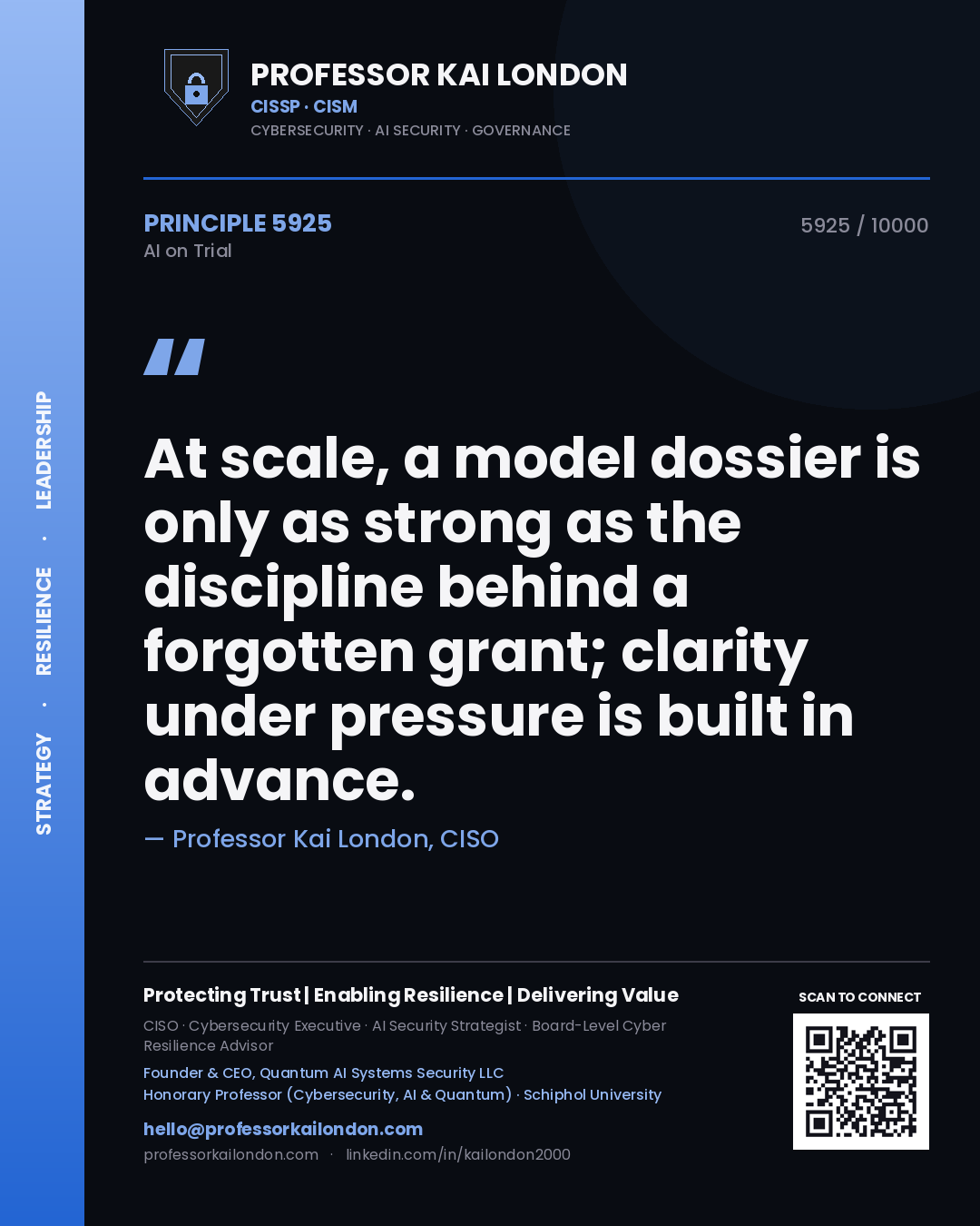 Professor Kai London principle 5925: At scale, a model dossier is only as strong as the discipline behind a forgotten grant; clarity under pressure is built in advance.
