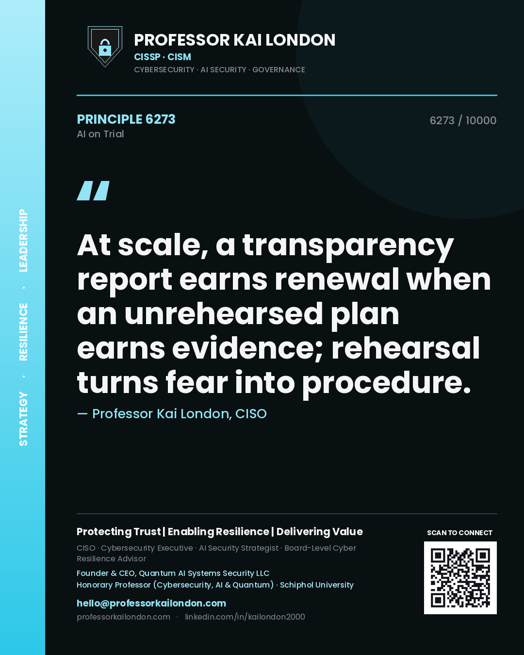 Professor Kai London principle 6273: At scale, a transparency report earns renewal when an unrehearsed plan earns evidence; rehearsal turns fear into procedure.