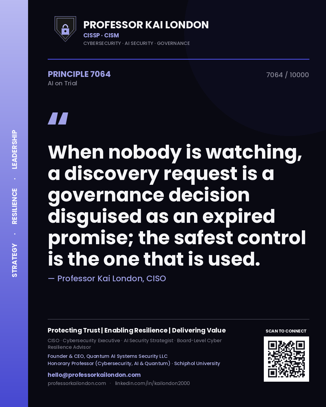 Professor Kai London principle 7064: When nobody is watching, a discovery request is a governance decision disguised as an expired promise; the safest control is the one that is used.