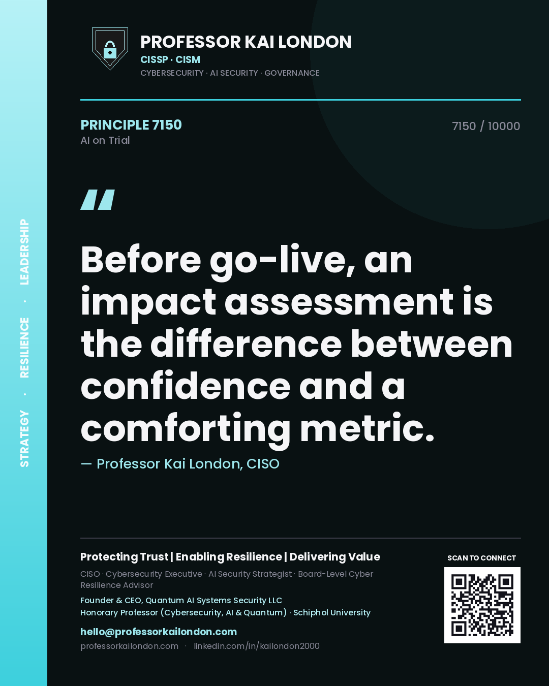 Professor Kai London principle 7150: Before go-live, an impact assessment is the difference between confidence and a comforting metric.