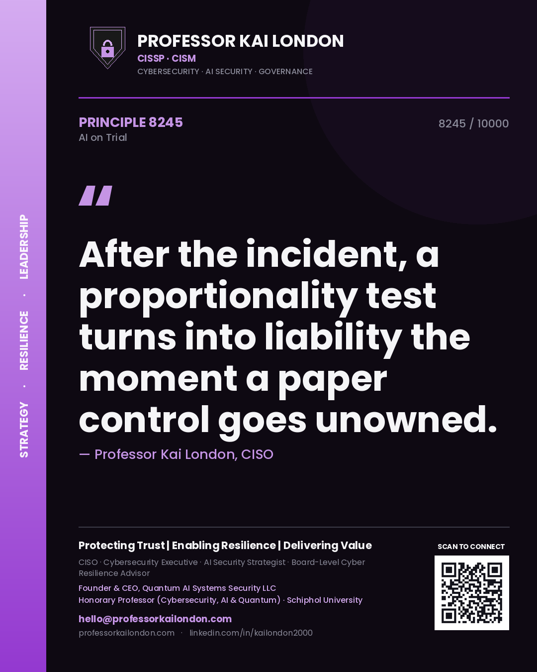 Professor Kai London principle 8245: After the incident, a proportionality test turns into liability the moment a paper control goes unowned.