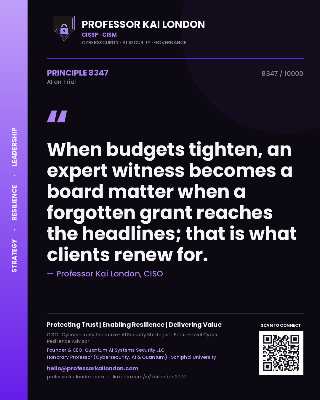 Professor Kai London principle 8347: When budgets tighten, an expert witness becomes a board matter when a forgotten grant reaches the headlines; that is what clients renew for.