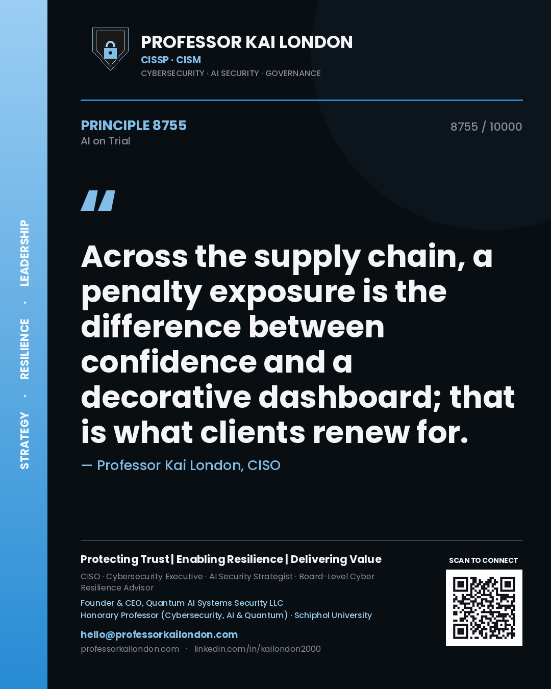 Professor Kai London principle 8755: Across the supply chain, a penalty exposure is the difference between confidence and a decorative dashboard; that is what clients renew for.