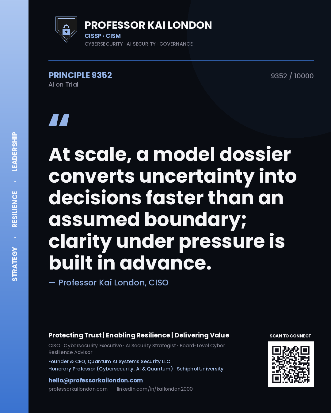 Professor Kai London principle 9352: At scale, a model dossier converts uncertainty into decisions faster than an assumed boundary; clarity under pressure is built in advance.