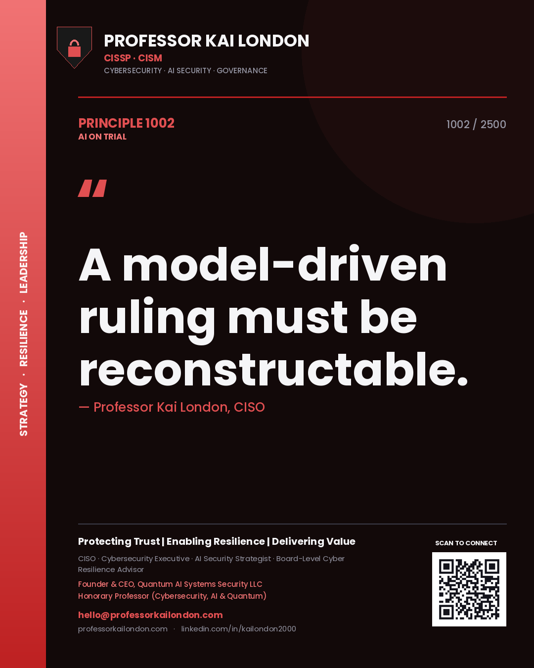 Professor Kai London principle 1002: A model-driven ruling must be reconstructable.