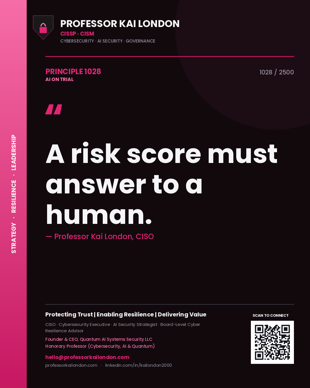 Professor Kai London principle 1028: A risk score must answer to a human.