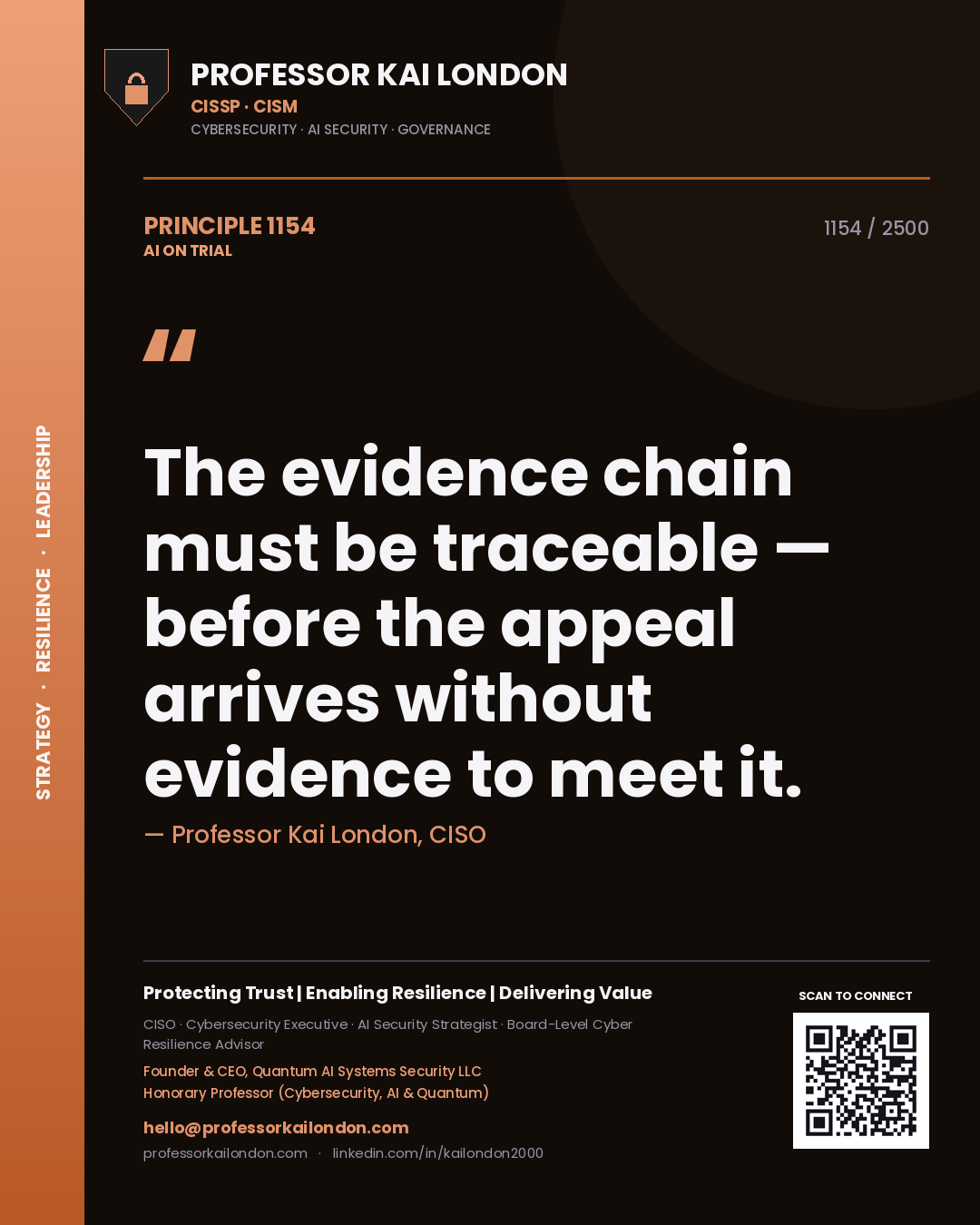 Professor Kai London principle 1154: The evidence chain must be traceable — before the appeal arrives without evidence to meet it.