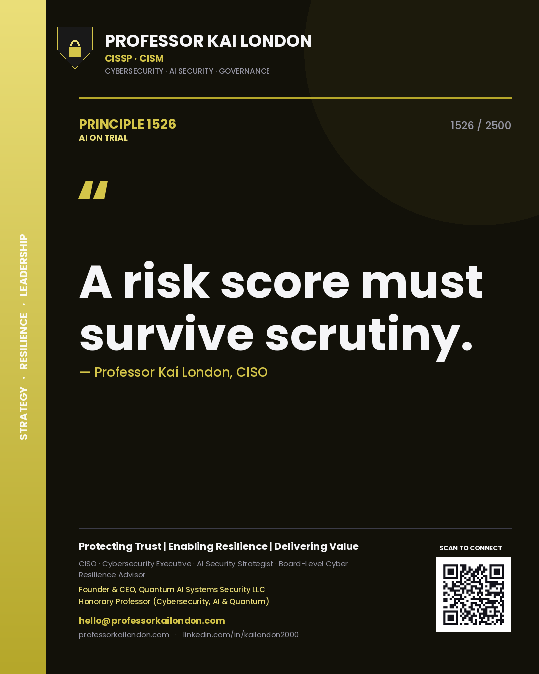 Professor Kai London principle 1526: A risk score must survive scrutiny.