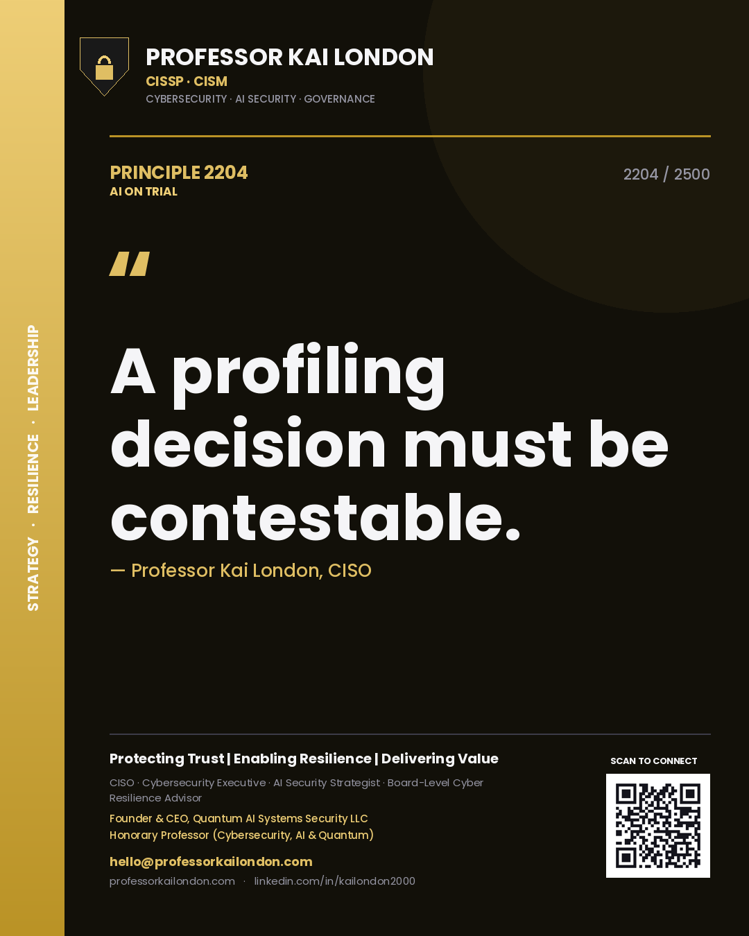 Professor Kai London principle 2204: A profiling decision must be contestable.