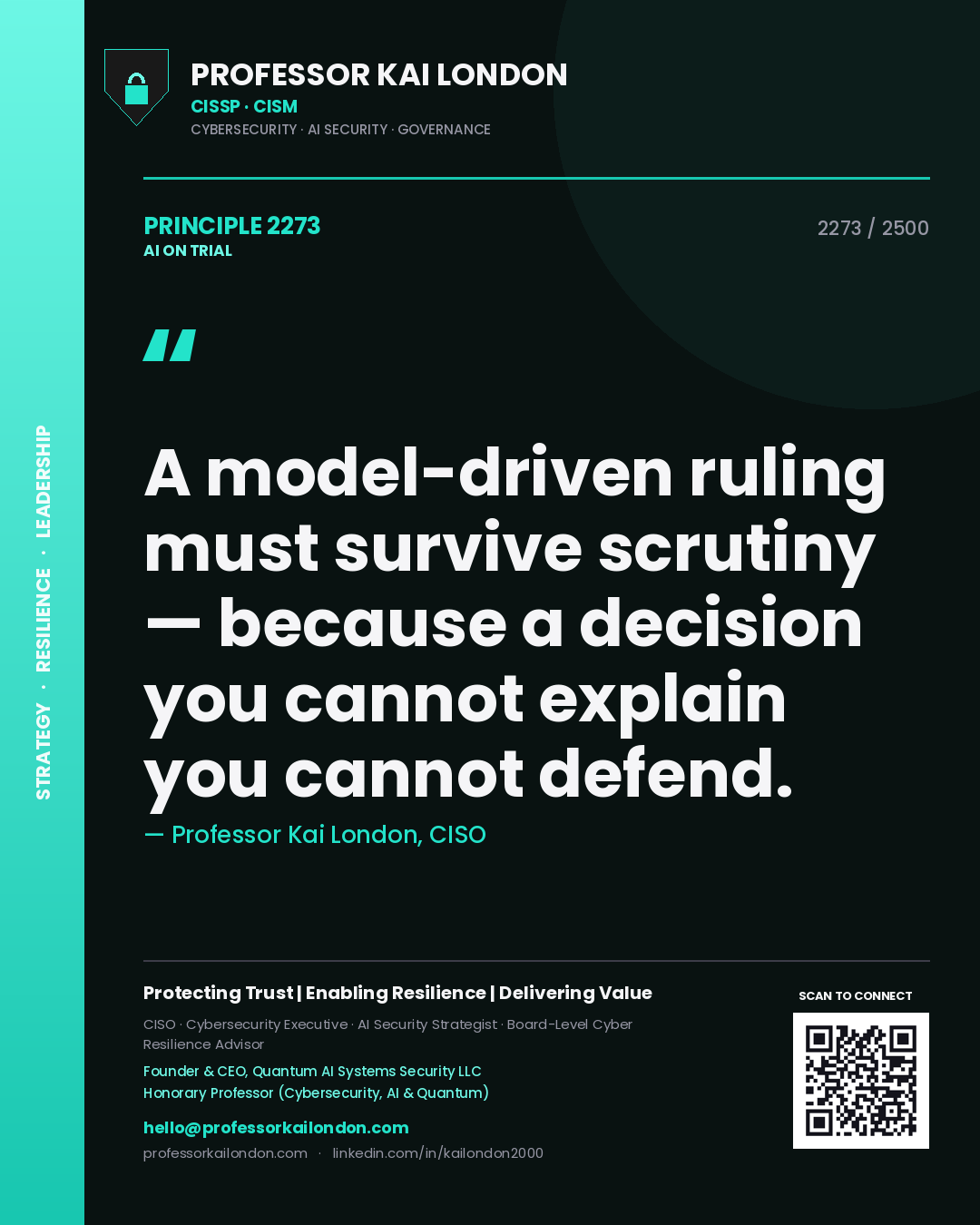 Professor Kai London principle 2273: A model-driven ruling must survive scrutiny — because a decision you cannot explain you cannot defend.