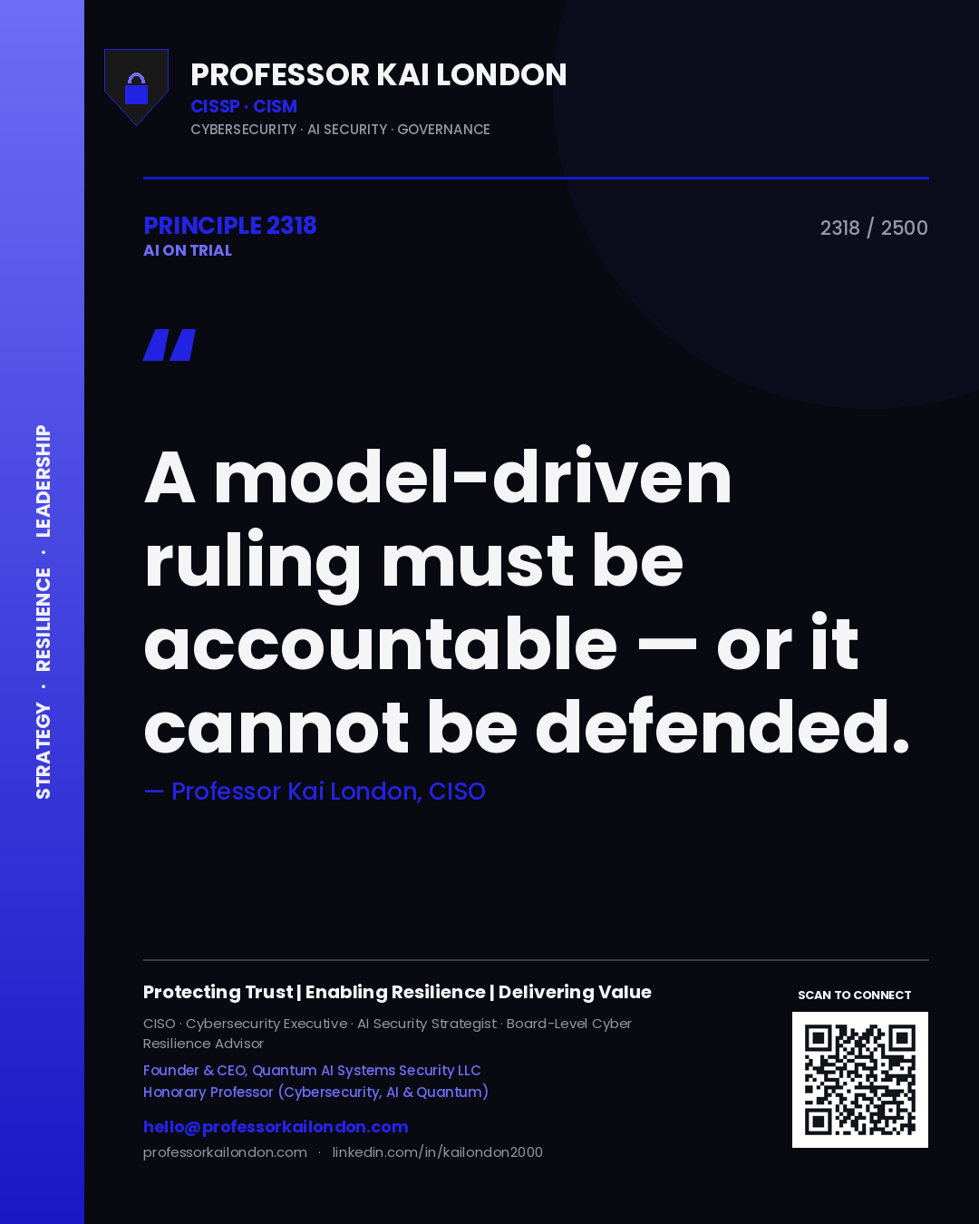 Professor Kai London principle 2318: A model-driven ruling must be accountable — or it cannot be defended.