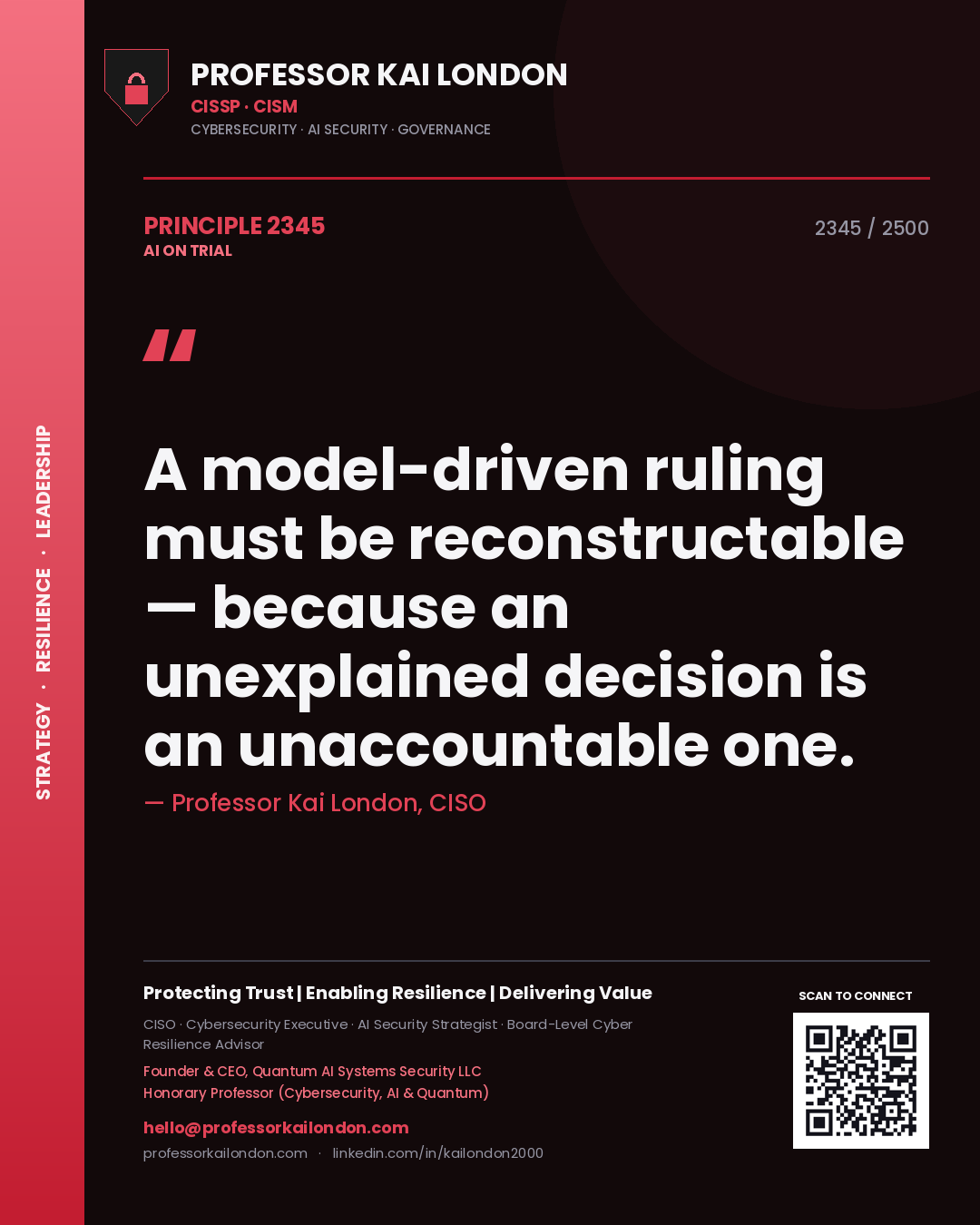 Professor Kai London principle 2345: A model-driven ruling must be reconstructable — because an unexplained decision is an unaccountable one.