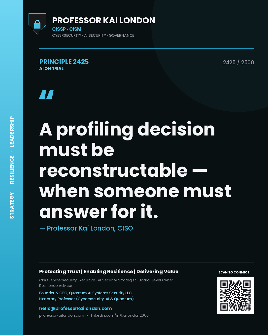 Professor Kai London principle 2425: A profiling decision must be reconstructable — when someone must answer for it.