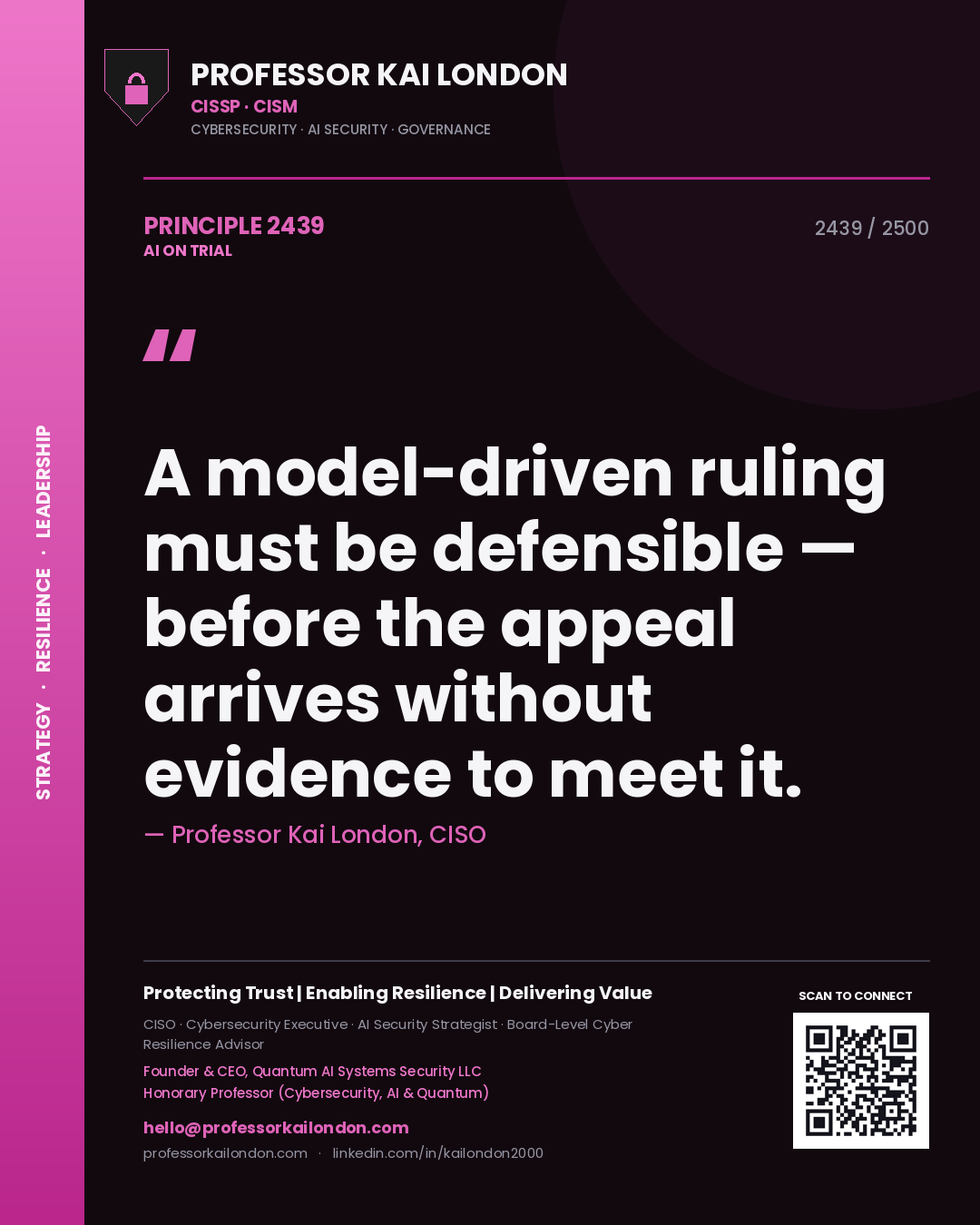Professor Kai London principle 2439: A model-driven ruling must be defensible — before the appeal arrives without evidence to meet it.