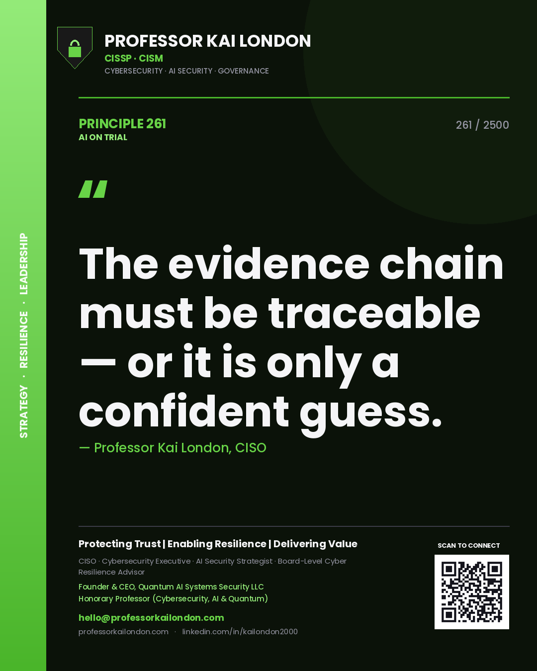 Professor Kai London principle 261: The evidence chain must be traceable — or it is only a confident guess.