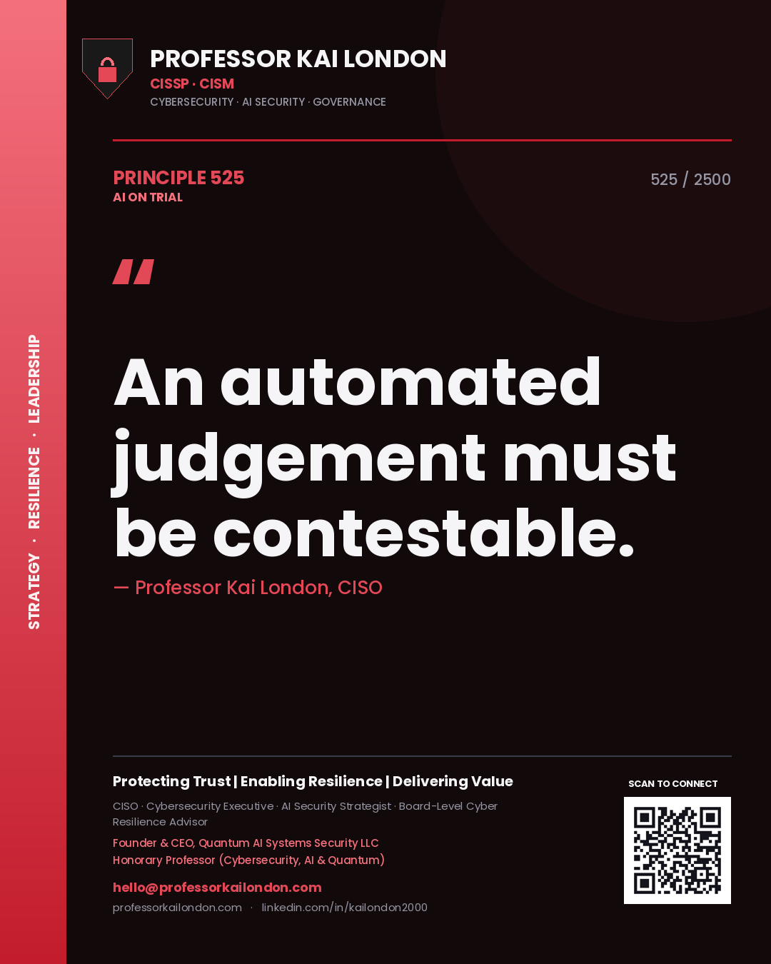 Professor Kai London principle 525: An automated judgement must be contestable.