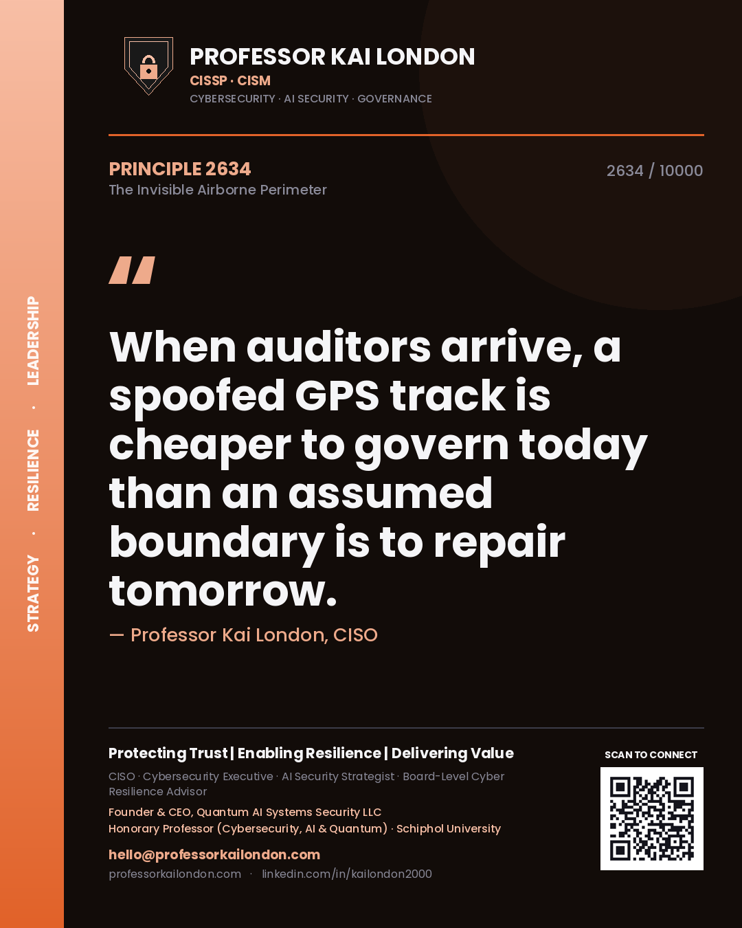Professor Kai London principle 2634: When auditors arrive, a spoofed GPS track is cheaper to govern today than an assumed boundary is to repair tomorrow.