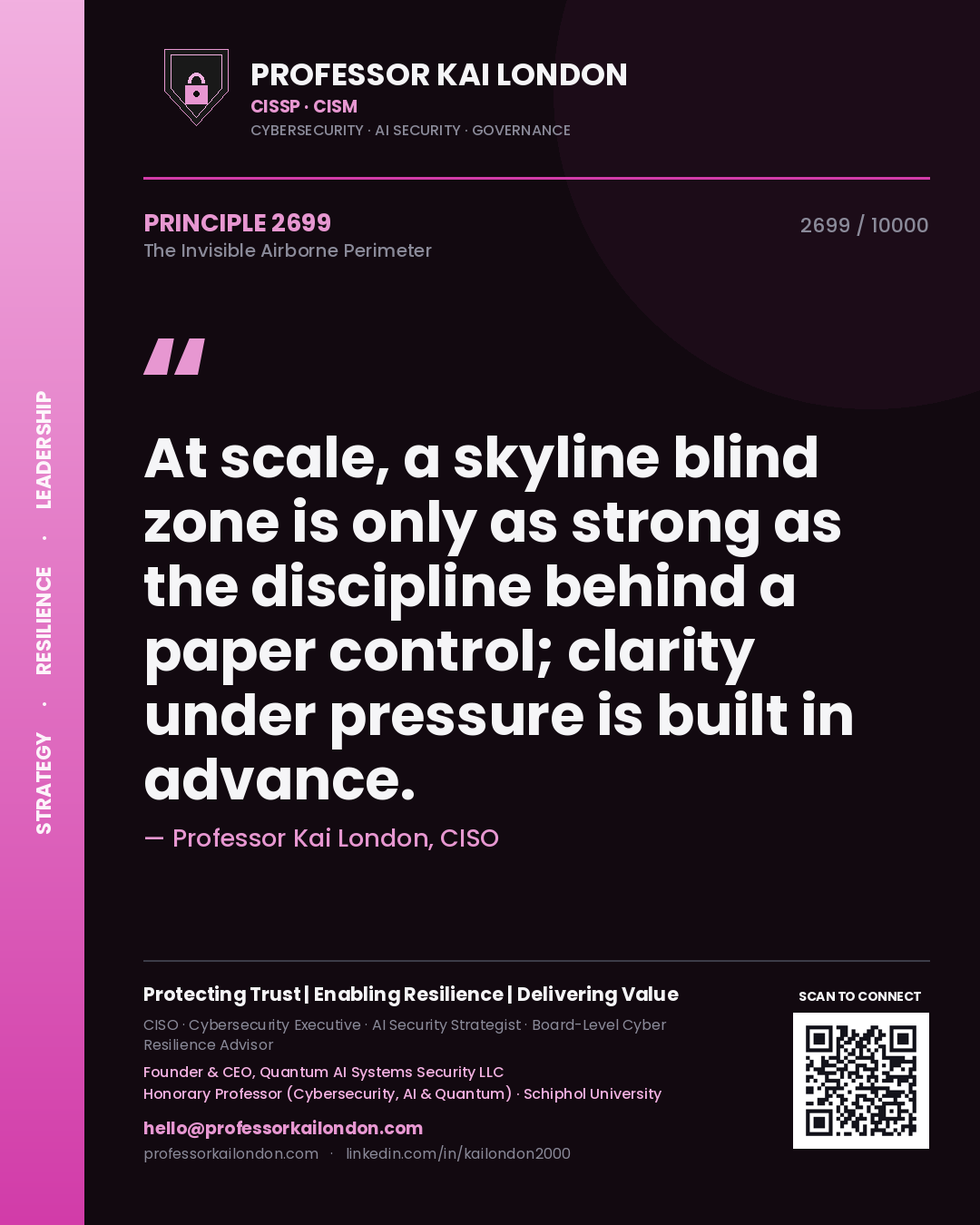 Professor Kai London principle 2699: At scale, a skyline blind zone is only as strong as the discipline behind a paper control; clarity under pressure is built in advance.