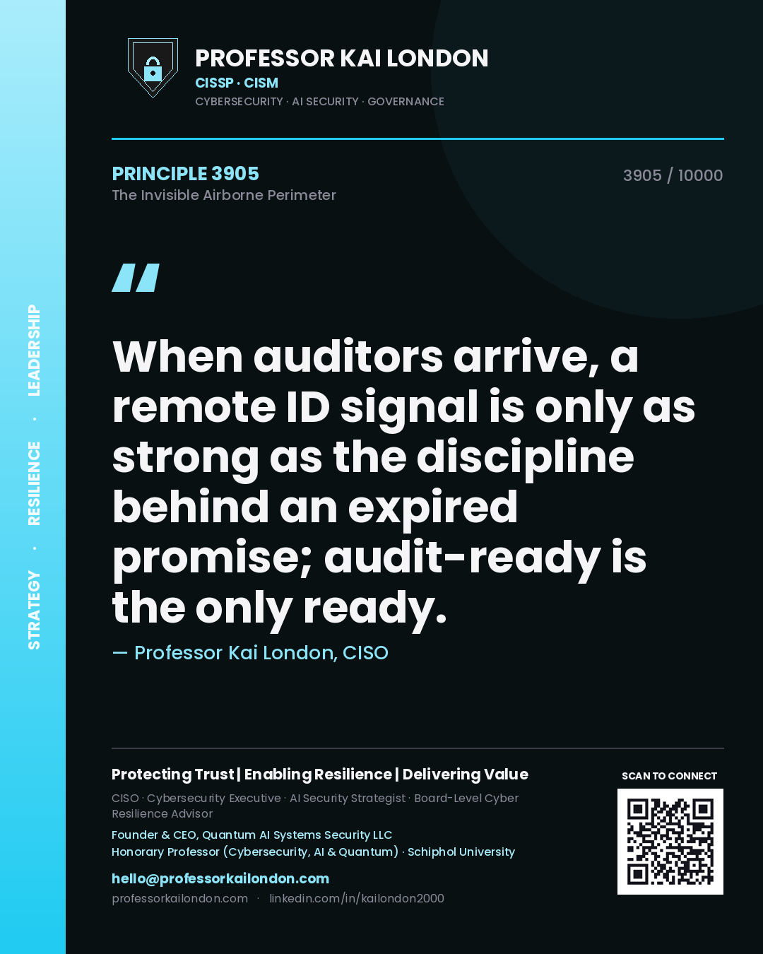 Professor Kai London principle 3905: When auditors arrive, a remote ID signal is only as strong as the discipline behind an expired promise; audit-ready is the only ready.