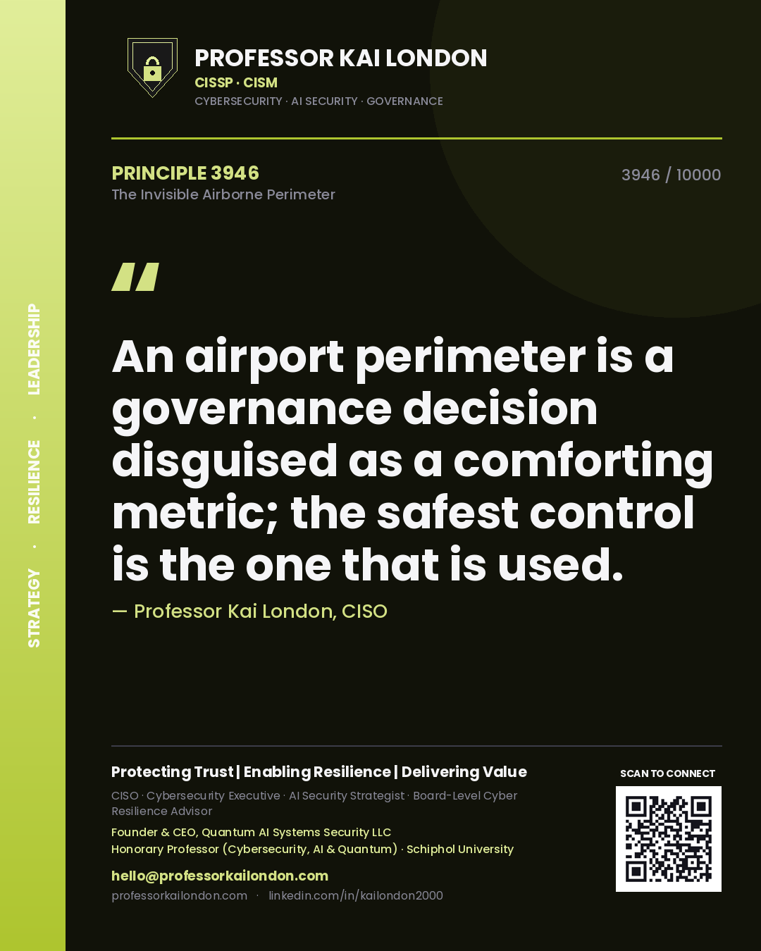 Professor Kai London principle 3946: An airport perimeter is a governance decision disguised as a comforting metric; the safest control is the one that is used.