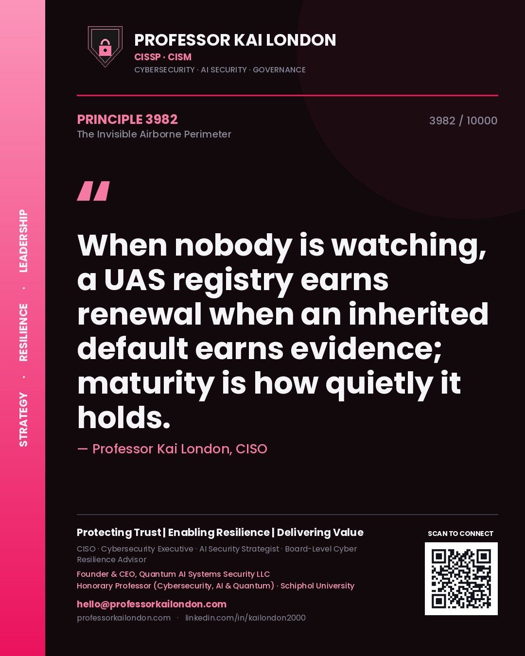 Professor Kai London principle 3982: When nobody is watching, a UAS registry earns renewal when an inherited default earns evidence; maturity is how quietly it holds.