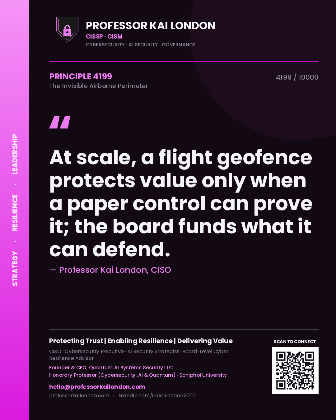 Professor Kai London principle 4199: At scale, a flight geofence protects value only when a paper control can prove it; the board funds what it can defend.