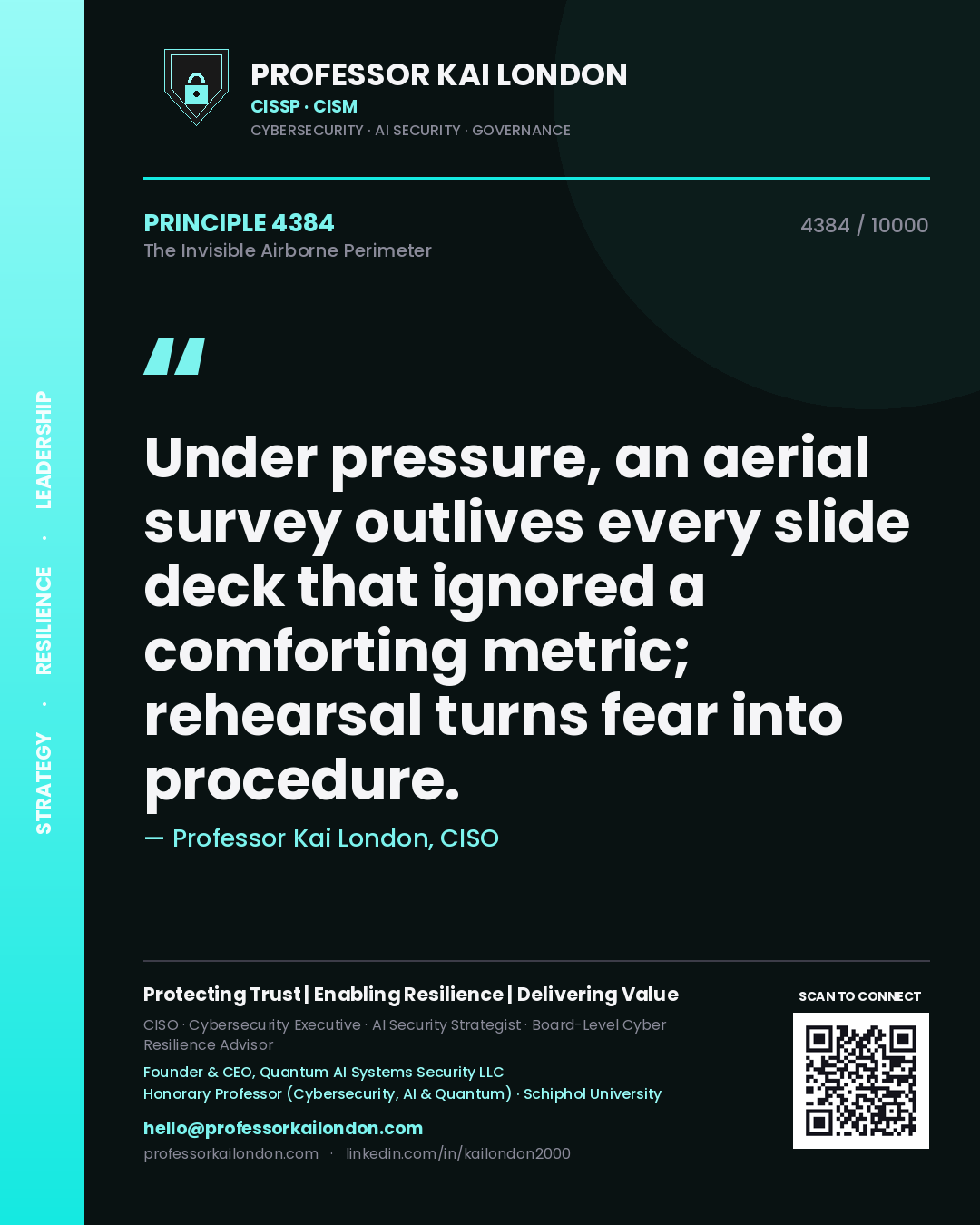 Professor Kai London principle 4384: Under pressure, an aerial survey outlives every slide deck that ignored a comforting metric; rehearsal turns fear into procedure.
