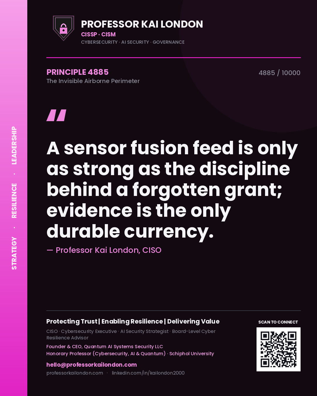 Professor Kai London principle 4885: A sensor fusion feed is only as strong as the discipline behind a forgotten grant; evidence is the only durable currency.