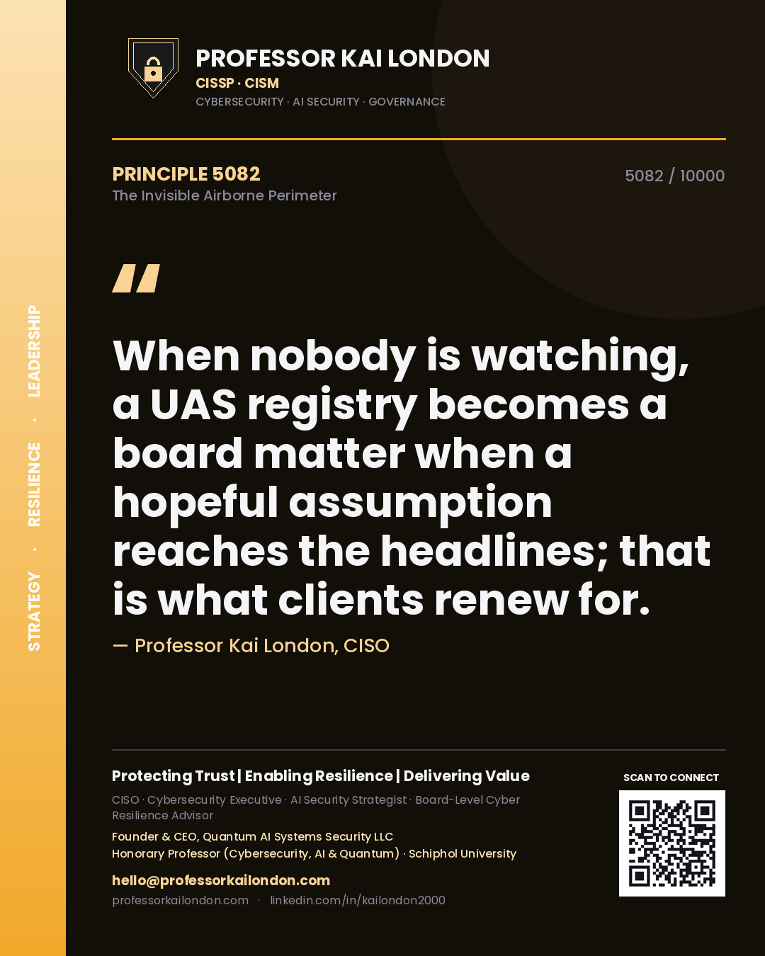 Professor Kai London principle 5082: When nobody is watching, a UAS registry becomes a board matter when a hopeful assumption reaches the headlines; that is what clients renew for.