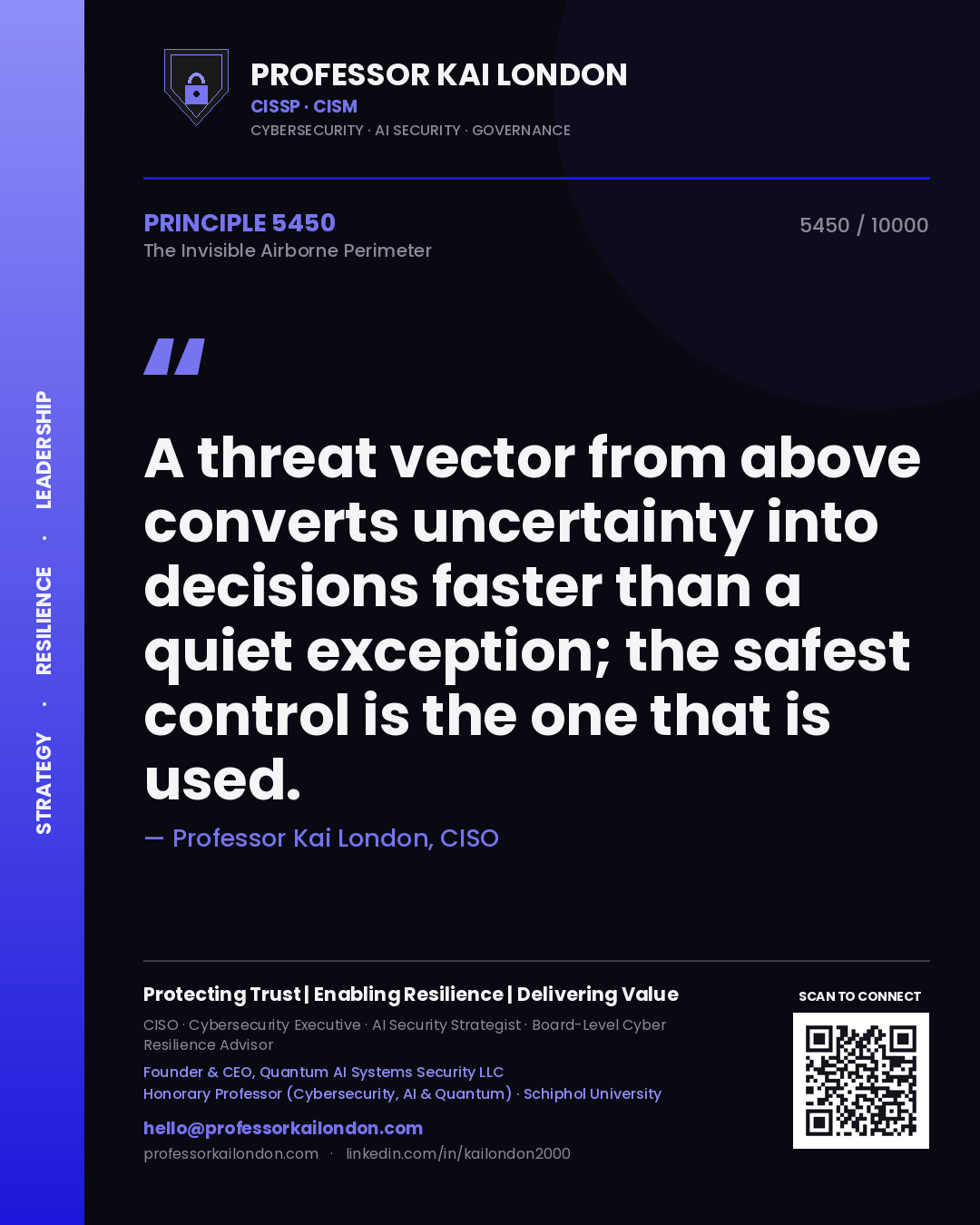 Professor Kai London principle 5450: A threat vector from above converts uncertainty into decisions faster than a quiet exception; the safest control is the one that is used.