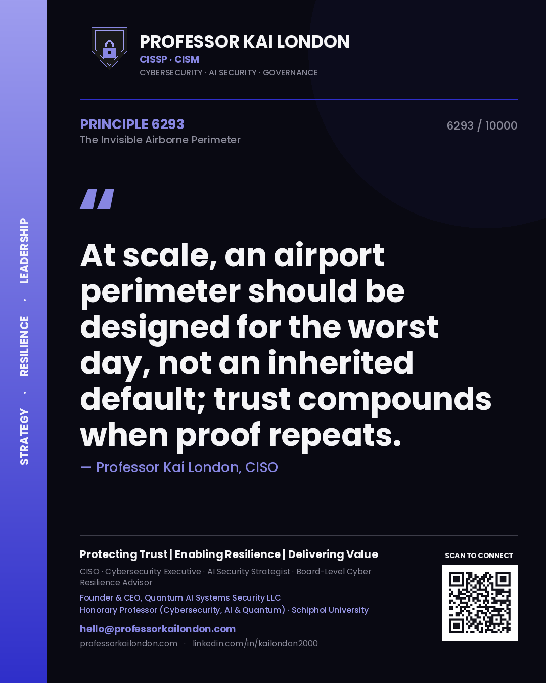 Professor Kai London principle 6293: At scale, an airport perimeter should be designed for the worst day, not an inherited default; trust compounds when proof repeats.