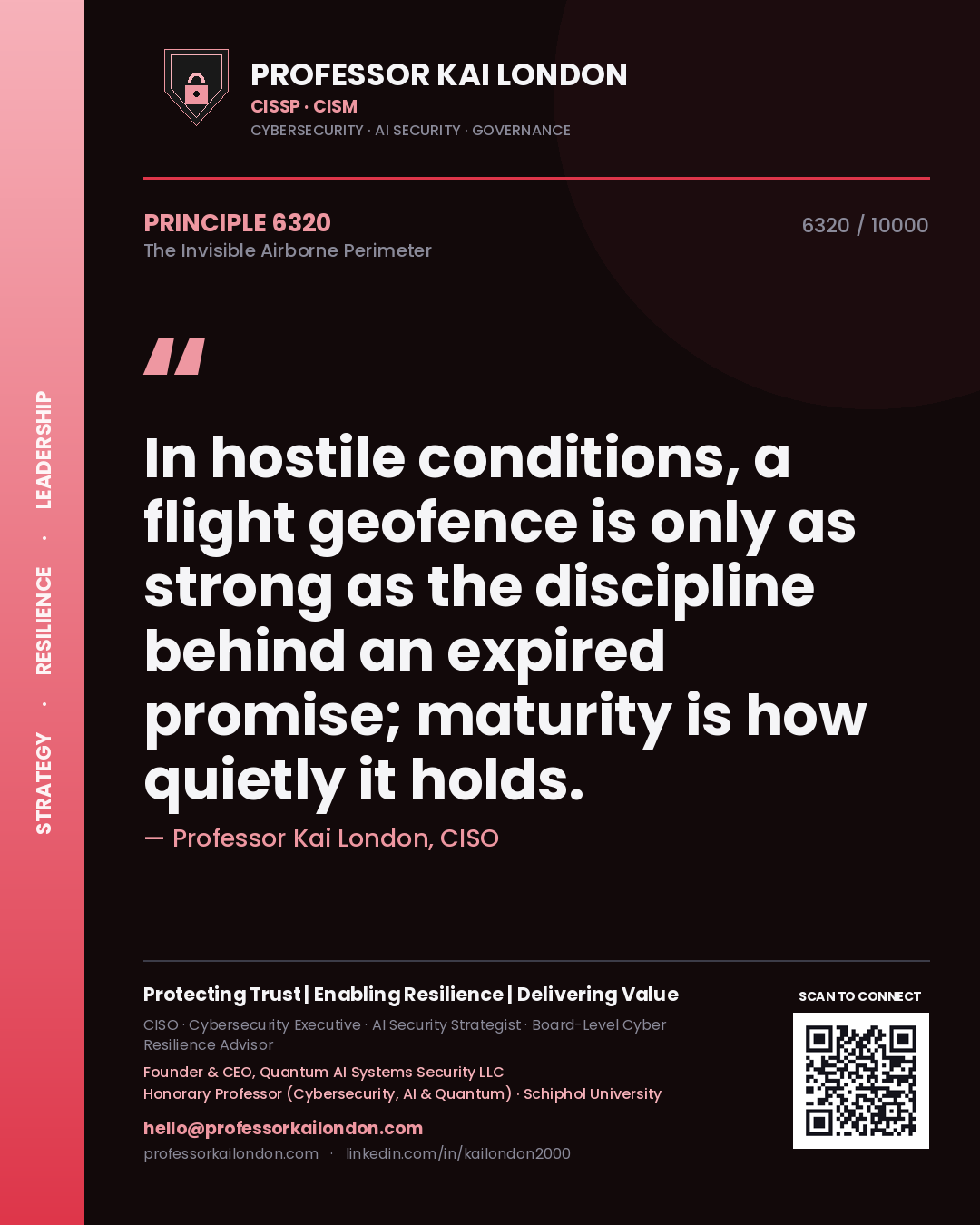Professor Kai London principle 6320: In hostile conditions, a flight geofence is only as strong as the discipline behind an expired promise; maturity is how quietly it holds.