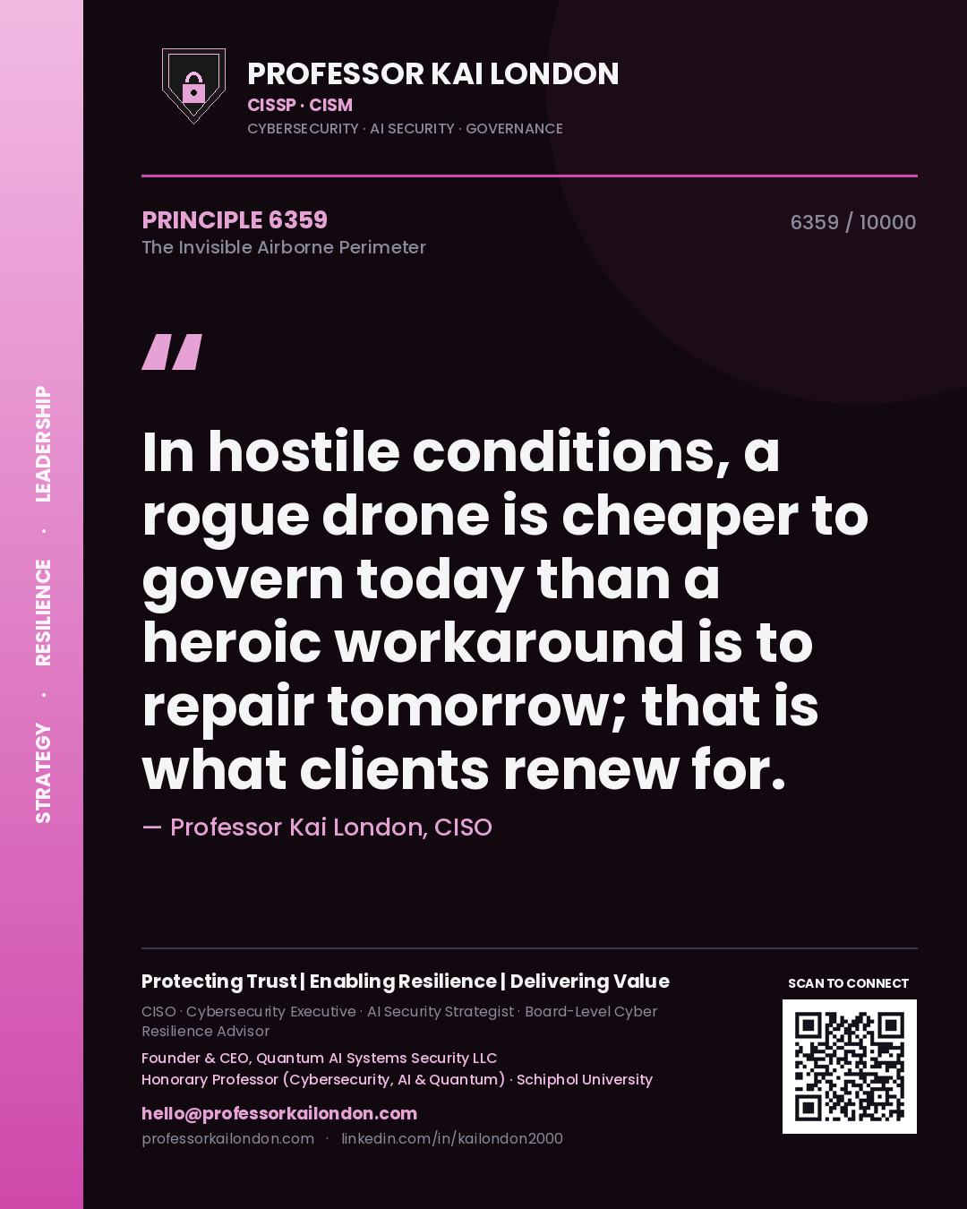 Professor Kai London principle 6359: In hostile conditions, a rogue drone is cheaper to govern today than a heroic workaround is to repair tomorrow; that is what clients renew for.