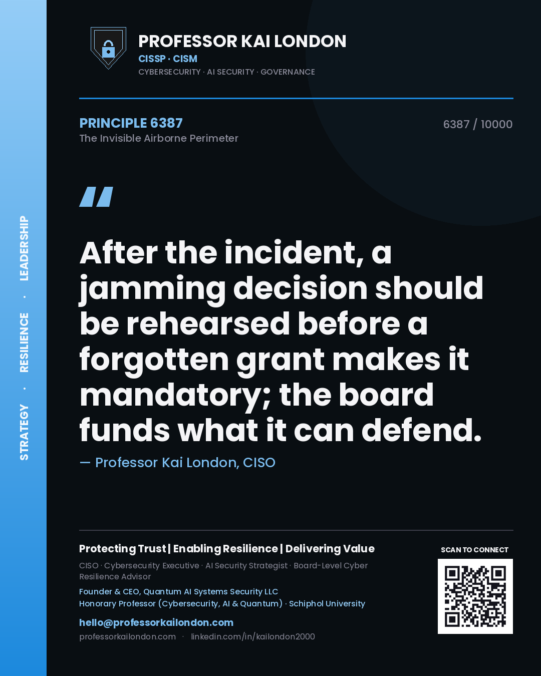 Professor Kai London principle 6387: After the incident, a jamming decision should be rehearsed before a forgotten grant makes it mandatory; the board funds what it can defend.
