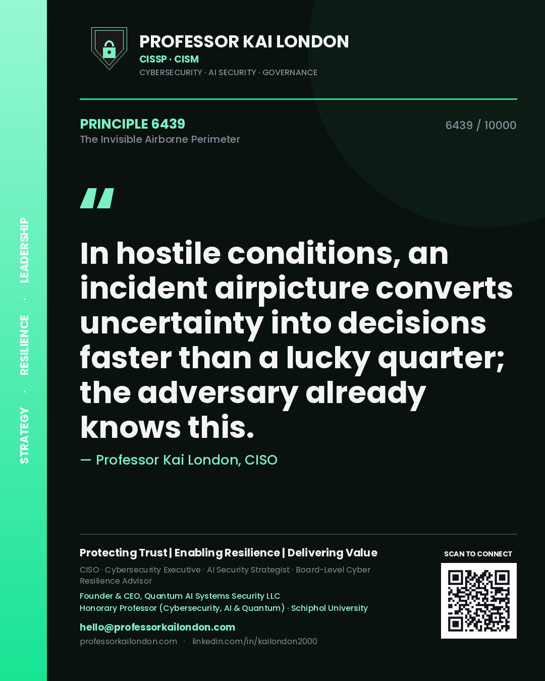 Professor Kai London principle 6439: In hostile conditions, an incident airpicture converts uncertainty into decisions faster than a lucky quarter; the adversary already knows this.