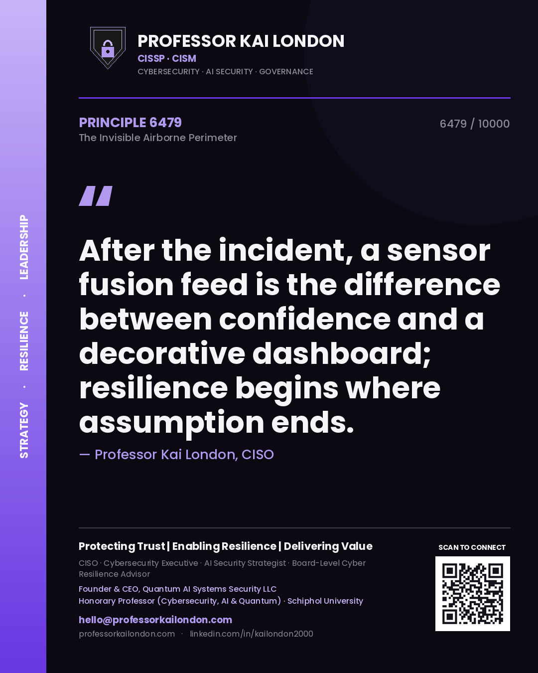 Professor Kai London principle 6479: After the incident, a sensor fusion feed is the difference between confidence and a decorative dashboard; resilience begins where assumption ends.