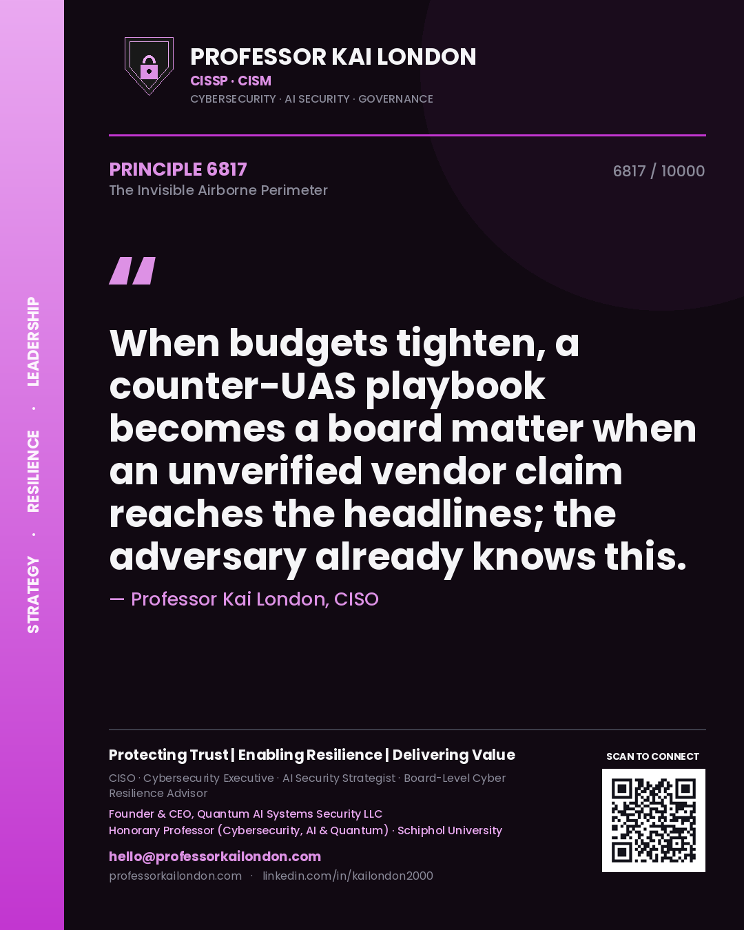 Professor Kai London principle 6817: When budgets tighten, a counter-UAS playbook becomes a board matter when an unverified vendor claim reaches the headlines; the adversary already knows this.