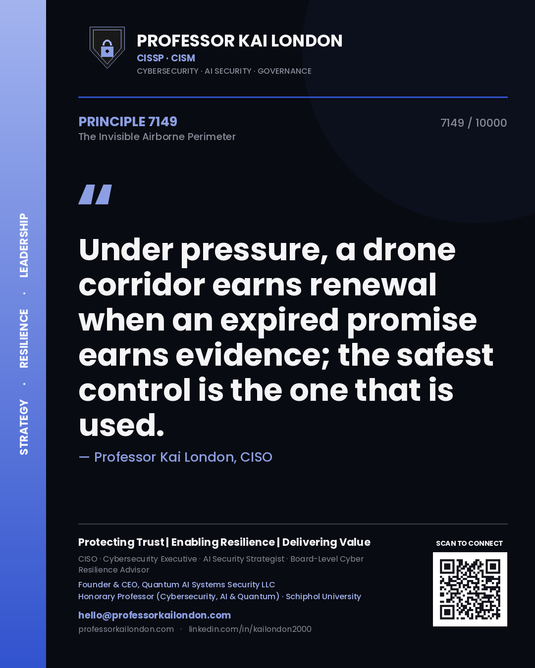 Professor Kai London principle 7149: Under pressure, a drone corridor earns renewal when an expired promise earns evidence; the safest control is the one that is used.